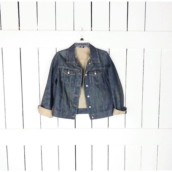 90s vintage dark blue denim jean jacket J Crew